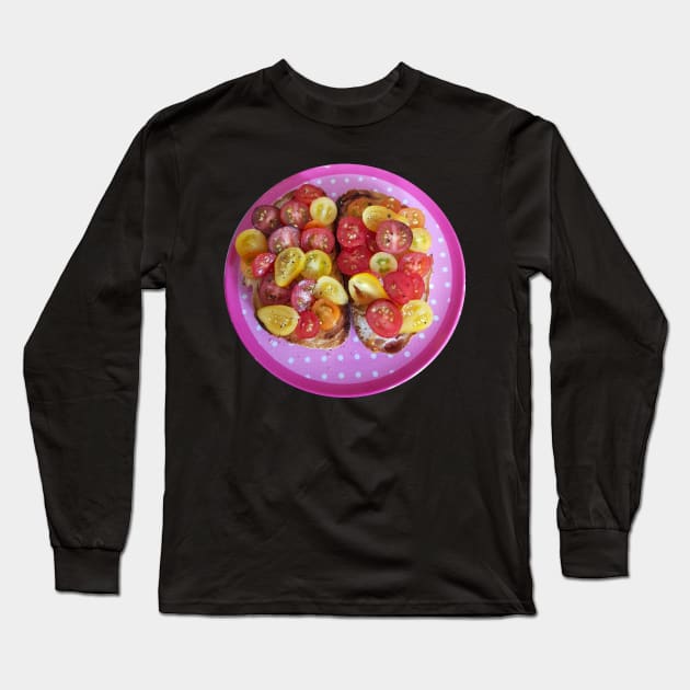Tomato Pink Plate Long Sleeve T-Shirt by ellenhenryart